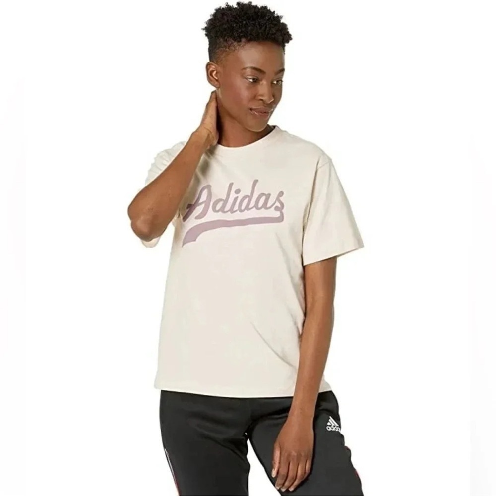 Adidas Women S Logo Play Regular Tee White Size Small NWT